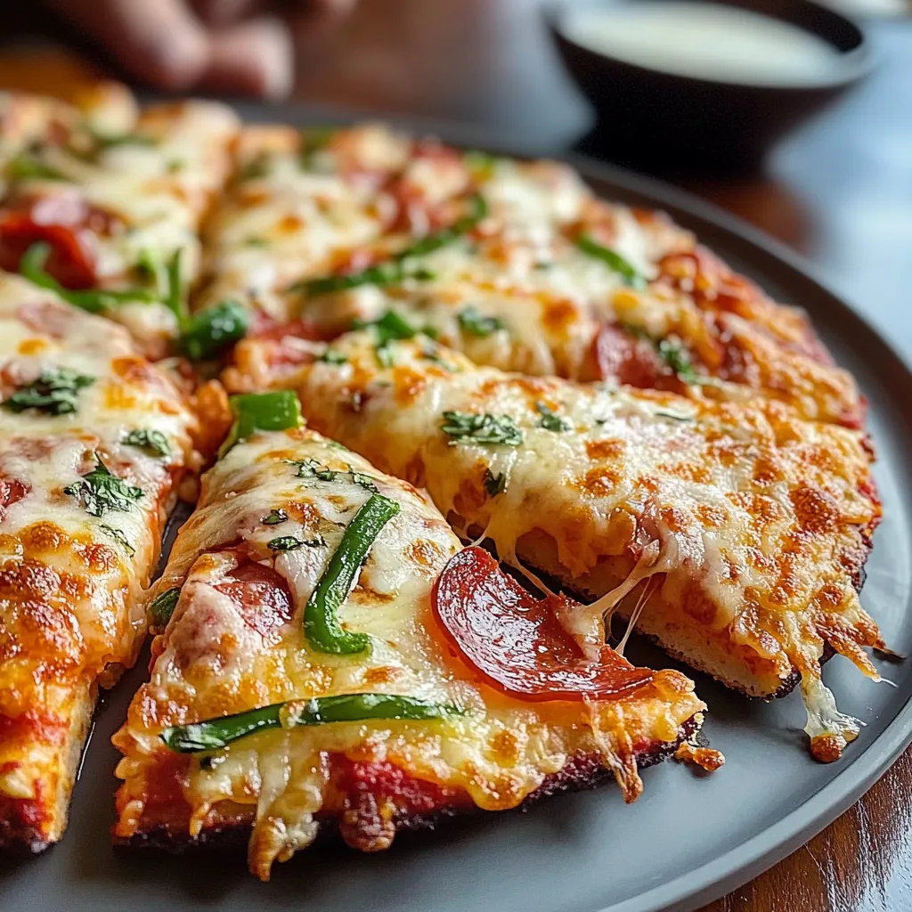 High Protein Cottage Cheese Chicken Crust Pizza Golden