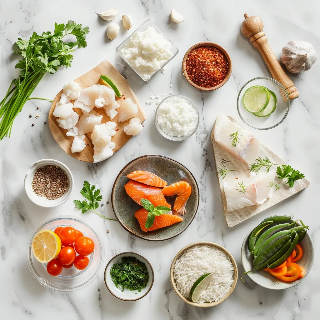 Irresistible Coconut Lime Fish with Rice – A Tropical Escape on Your Plate ingredients