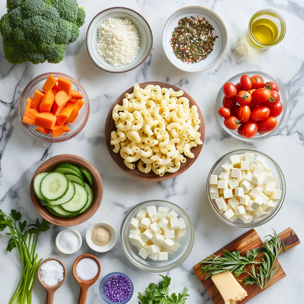 Irresistible Cold Macaroni Salad ingredients