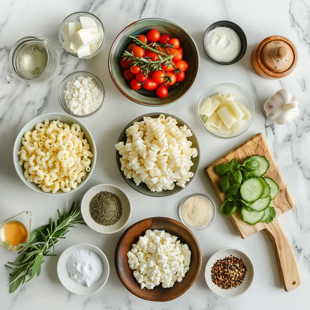 Irresistible Cottage Cheese Mac and Cheese ingredients