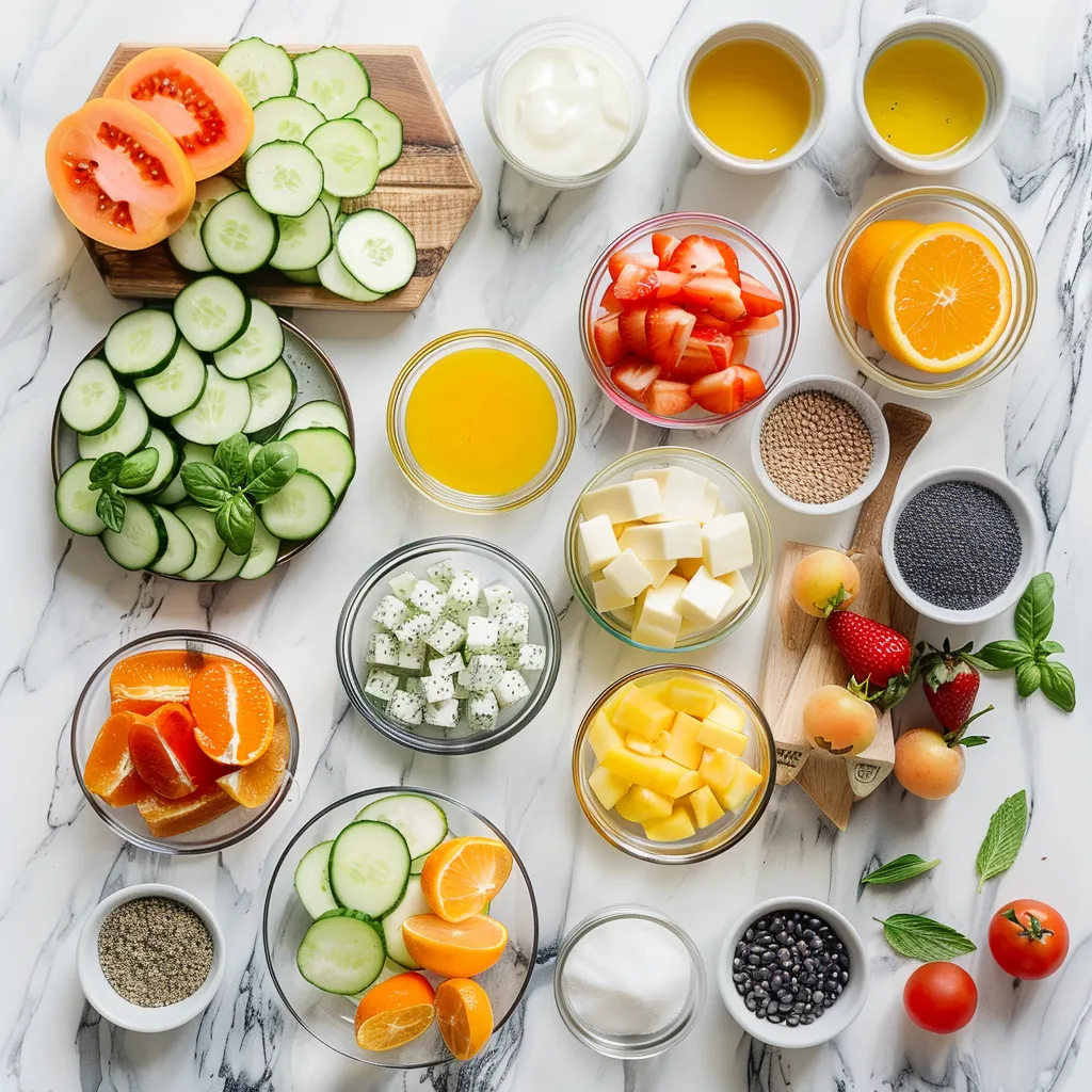 Juicy Perfect Fruit Salad with Honey Citrus Poppy Seed Dressing ingredients