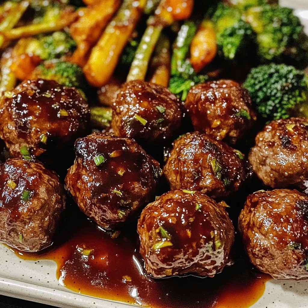 Korean BBQ Meatballs with Roasted Vegetables Savory