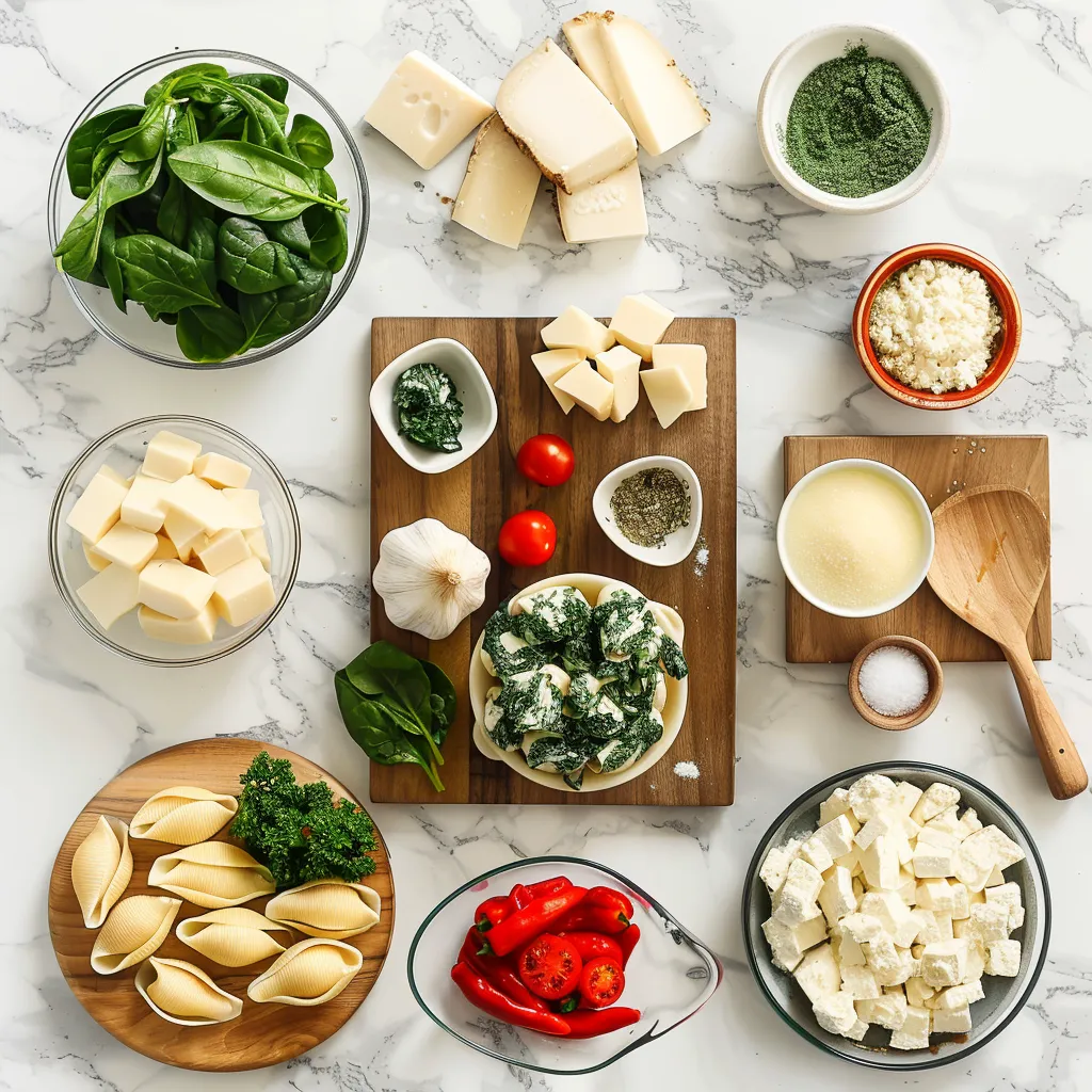 Spinach and Cheese Stuffed Shells Delightful ingredients