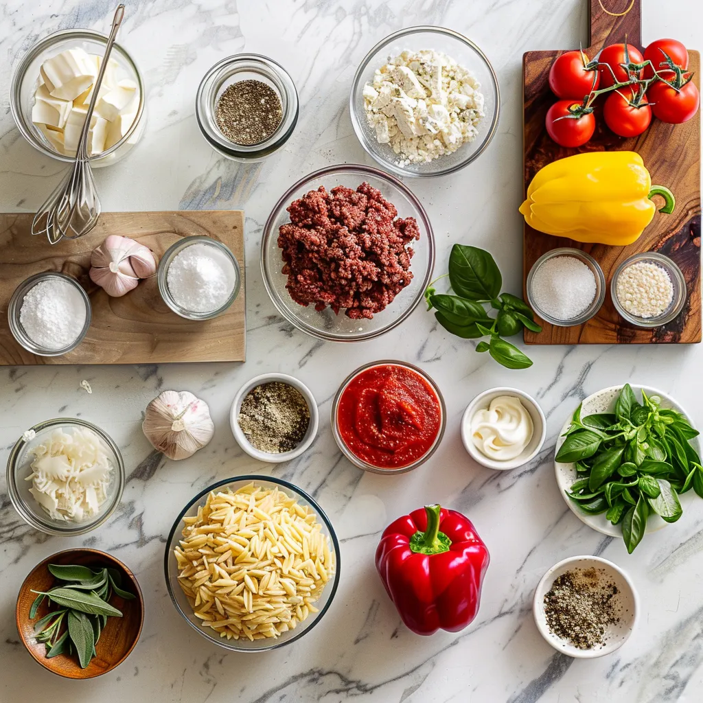 Delicious Ground Beef Orzo Recipe ingredients