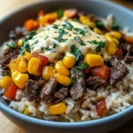 Cheesy Steak Queso Rice Bowl - Ultimate Comfort