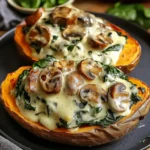 Creamy Mushroom & Spinach Stuffed Sweet Potatoes – Easy Dinner