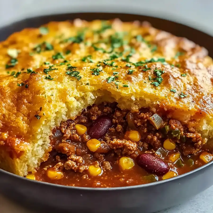 The Easiest Amazing Skillet Chili Cornbread Pot Pie Recipe Delight You