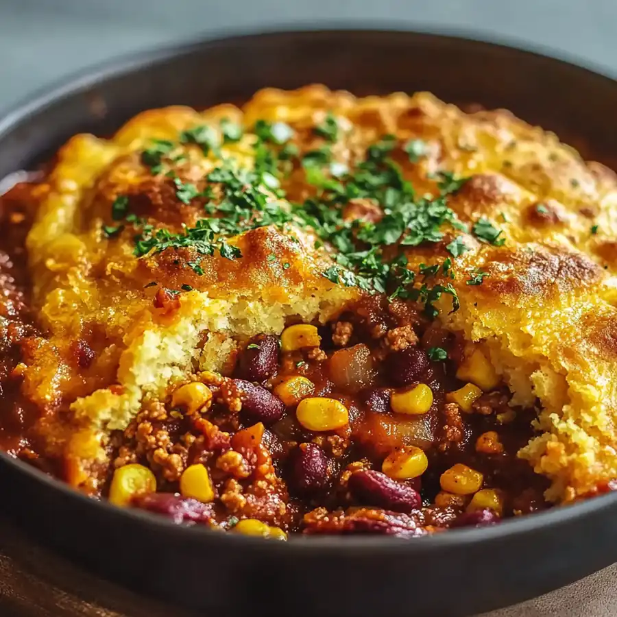 The Easiest Amazing Skillet Chili Cornbread Pot Pie Recipe Delight You