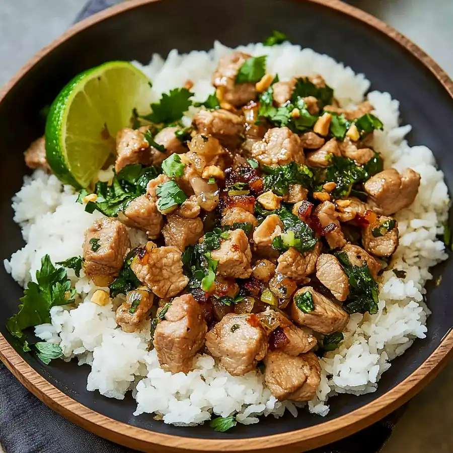 Amazing Ginger Lime Pork with Coconut Rice