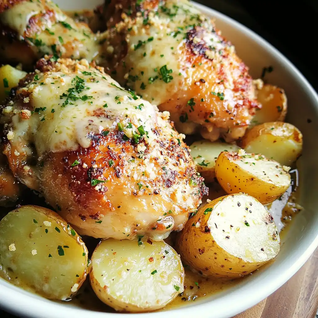Garlic Parmesan Chicken & Potatoes: Crispy Comfort in One Pan