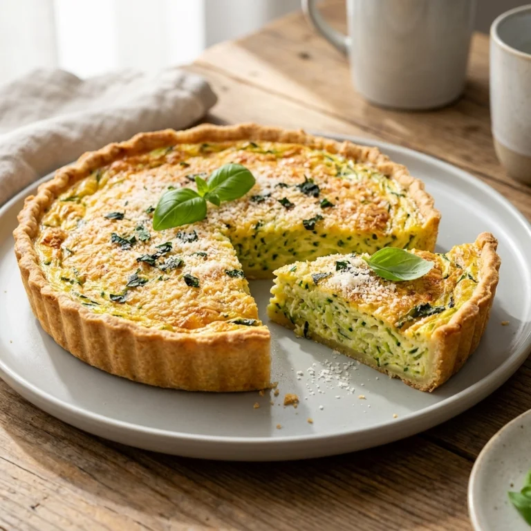 Cozy Shredded Zucchini Quiche Recipe with Easy Buttery Parmesan Crust | Savory Tart