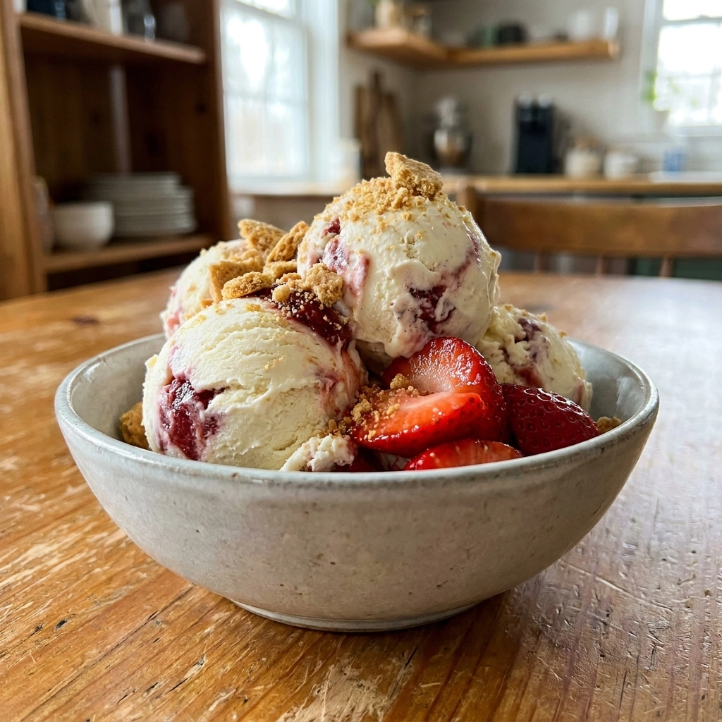 Creamy No-Churn Strawberry Cheesecake Ice Cream Recipe: Easy Homemade Dessert Guide | Summer Treats