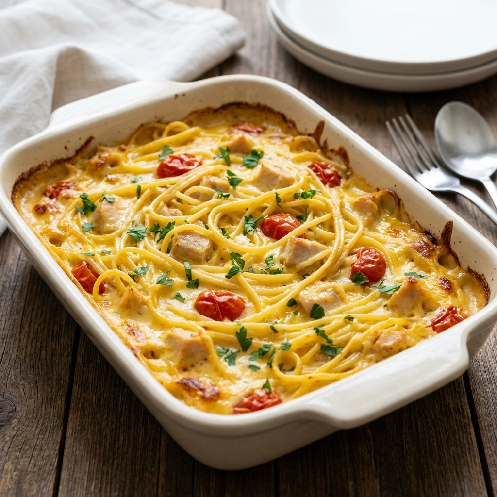 Chicken Spaghetti Casserole Recipe: An Easy Cheesy Dinner Idea | Family Meal Prep