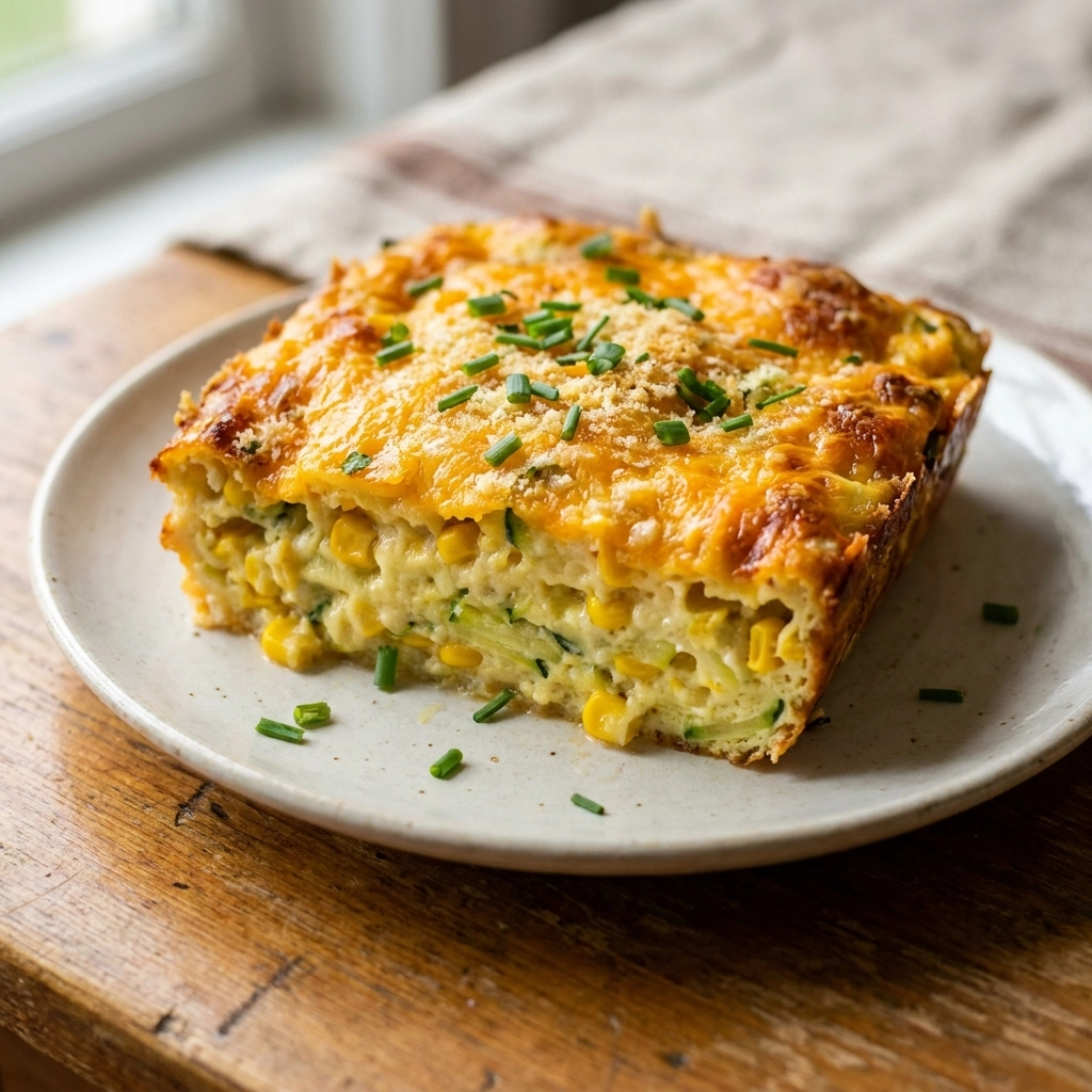 Cozy Cheesy Baked Zucchini and Corn Casserole Recipe Easy and Perfect for Dinner | Side Dish