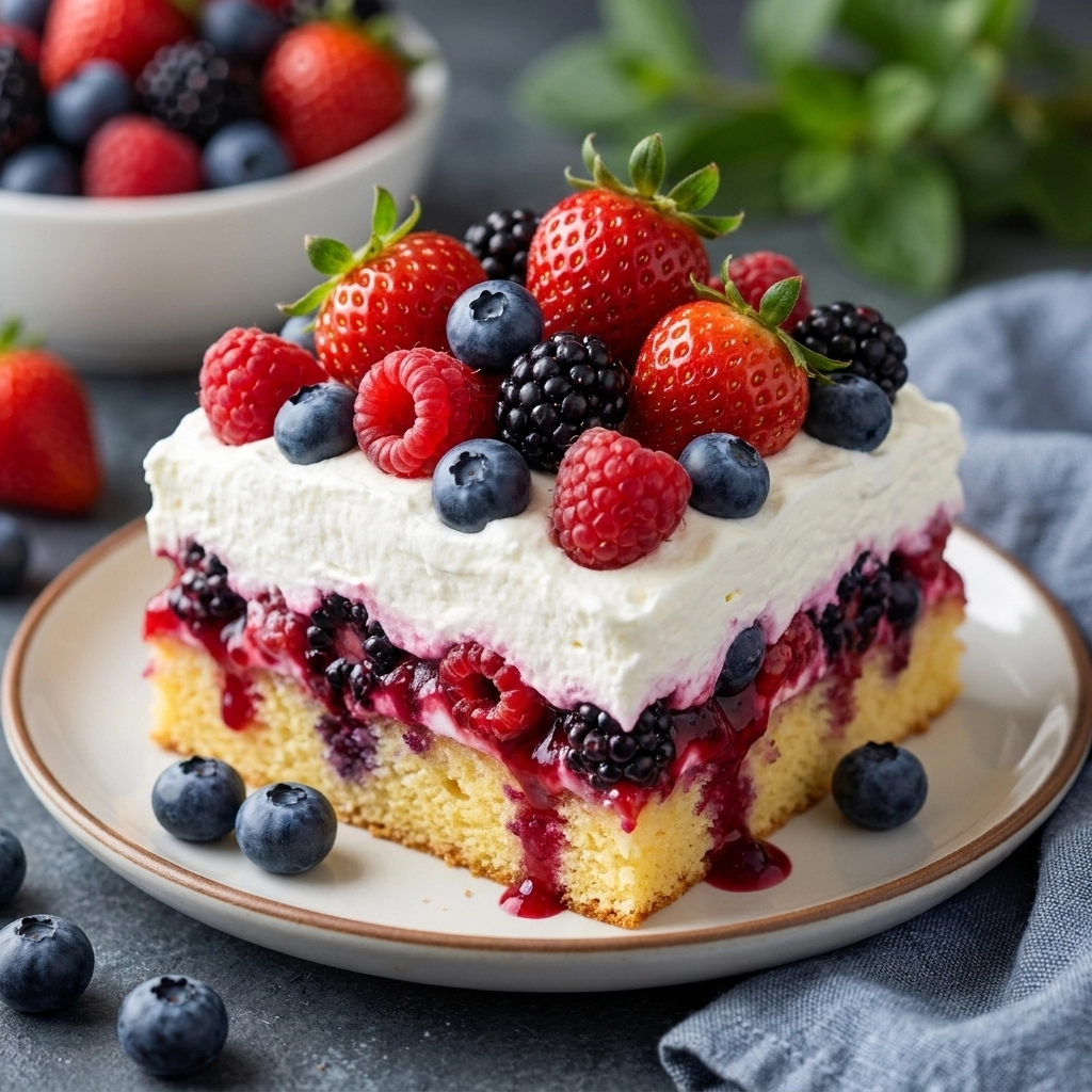 Summer Berry Poke Cake — The Ultimate Refreshing Dessert
