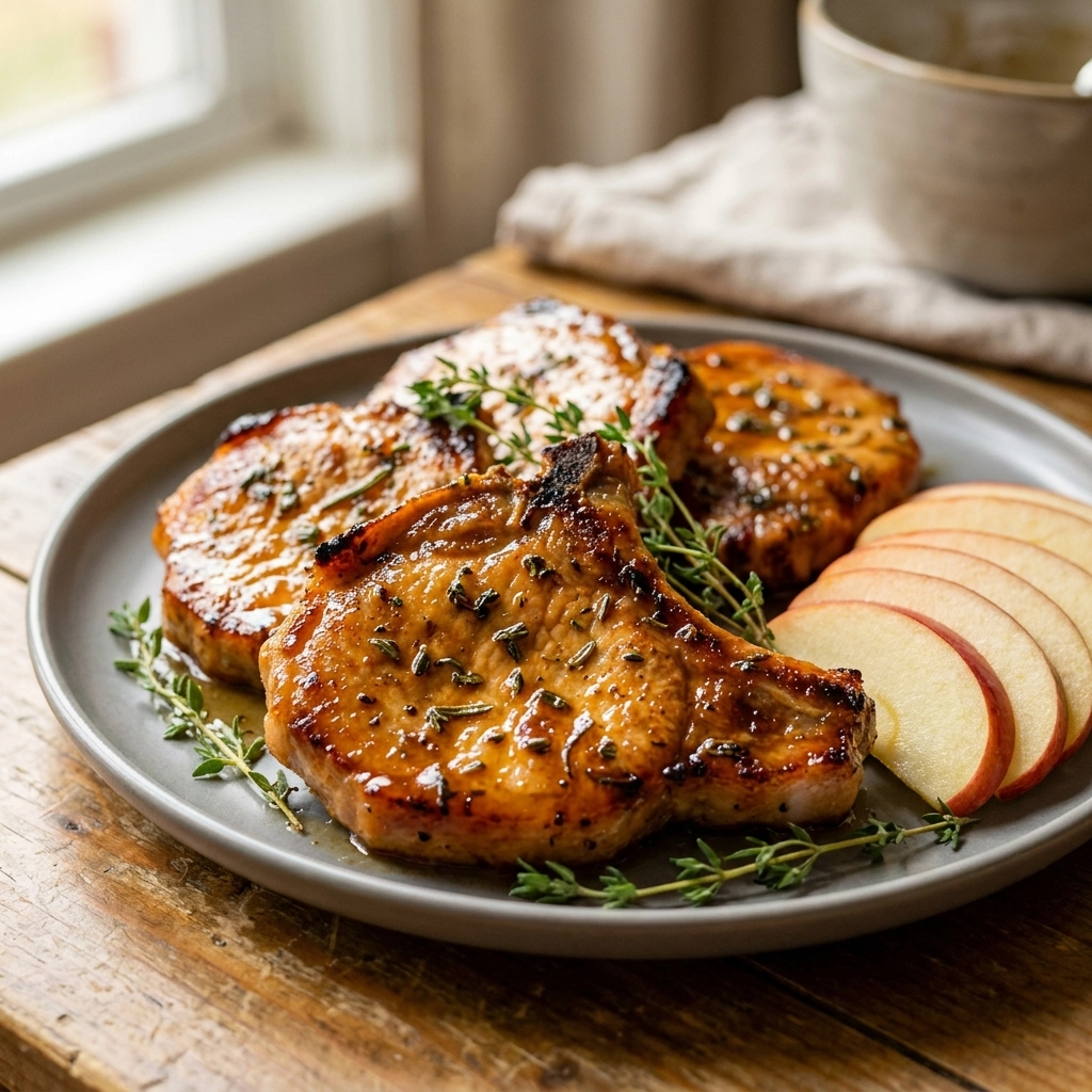 Crispy Air Fryer Pork Chops with Apple Glaze Easy Recipe for Juicy Flavor | Pork Dinner