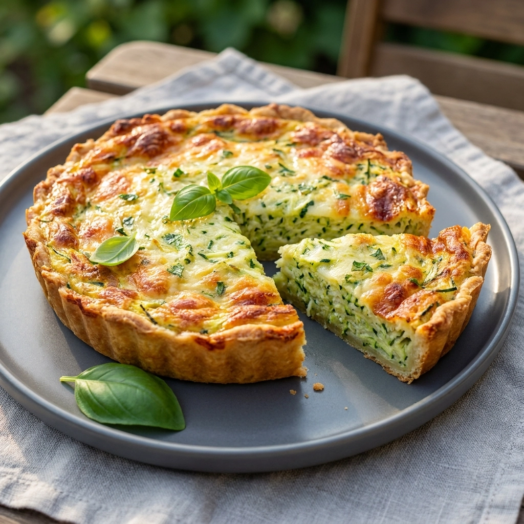 Cozy Shredded Zucchini Quiche Recipe with Easy Buttery Parmesan Crust | Savory Tart