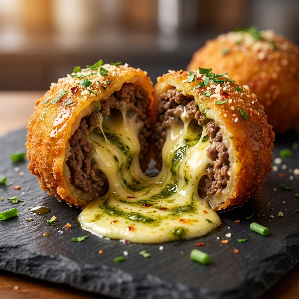 Cheeseburger Bombs with Pesto Core — The Ultimate Comfort Snack