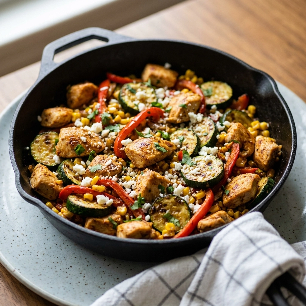 Sizzling Southwest Chicken Skillet with Zucchini and Corn | Easy Healthy Dinner