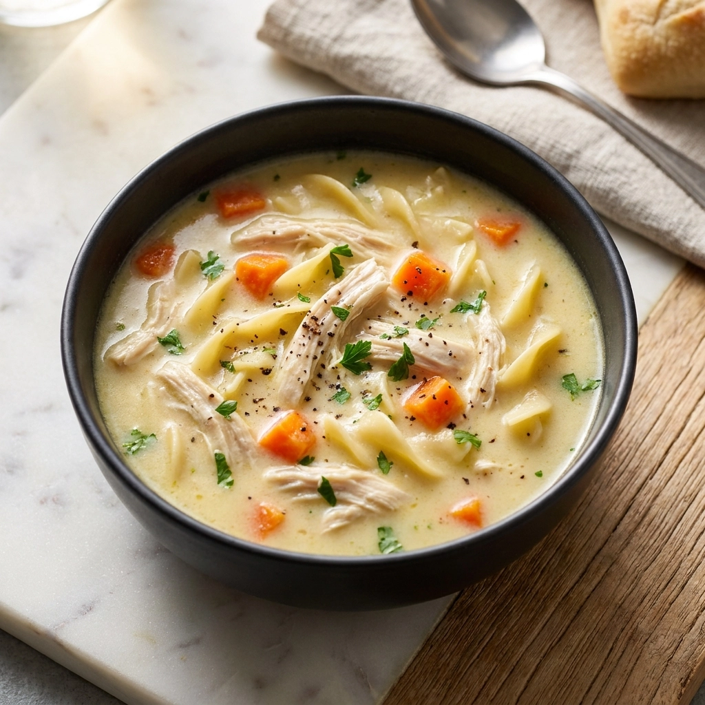 Easy Creamy Chicken Noodle Soup: Comfort in a Bowl | Best Homemade Soup Recipe