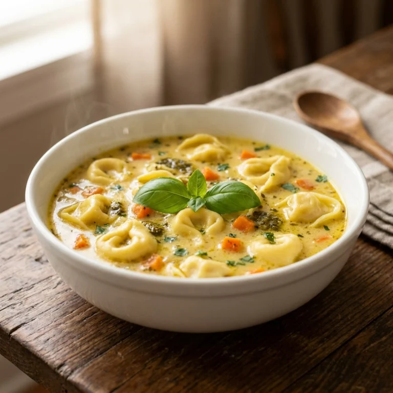 Creamy Chicken Pesto Tortellini Soup: The Ultimate Comfort Bowl | Easy Pesto Soup