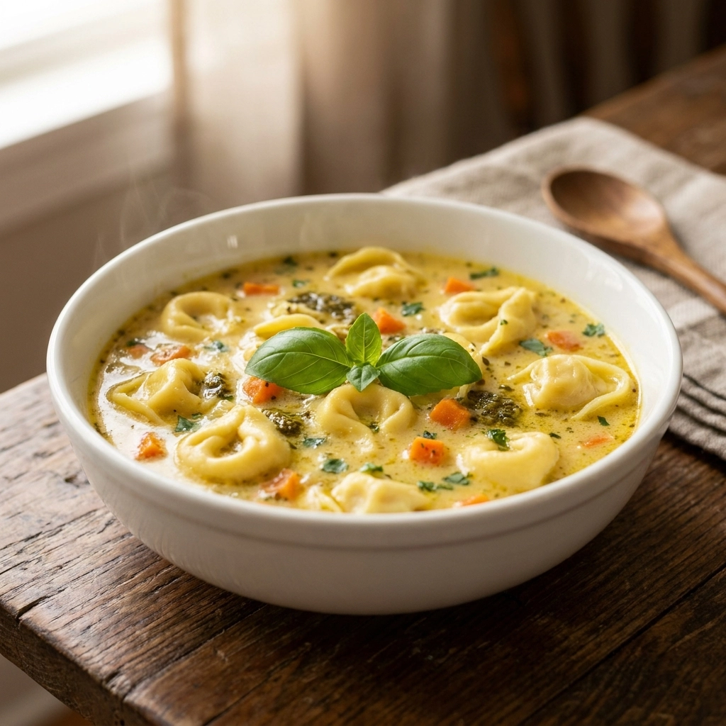 Creamy Chicken Pesto Tortellini Soup: The Ultimate Comfort Bowl | Easy Pesto Soup