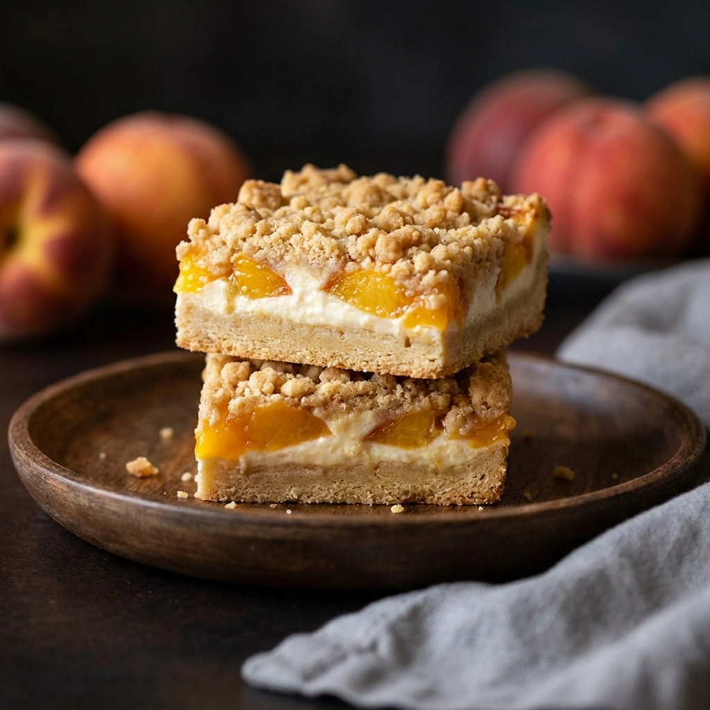 Golden Peaches and Cream Crumble Bars | Easy Summer Peach Dessert Recipe