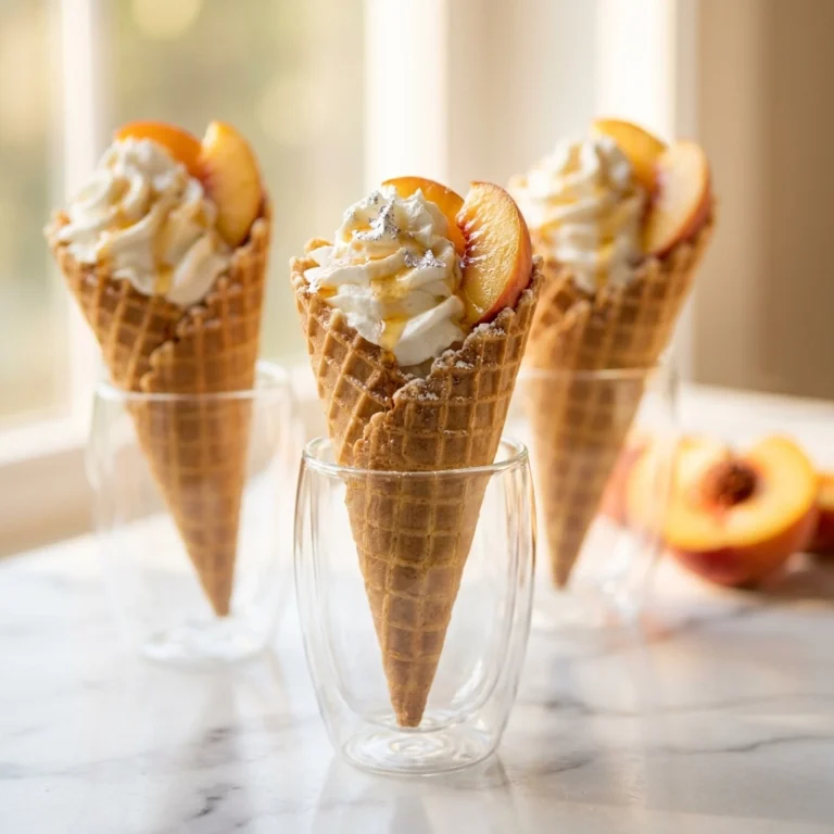 Irresistible Peach Cobbler Stuffed Cones Recipe | Easy Summer Dessert Idea