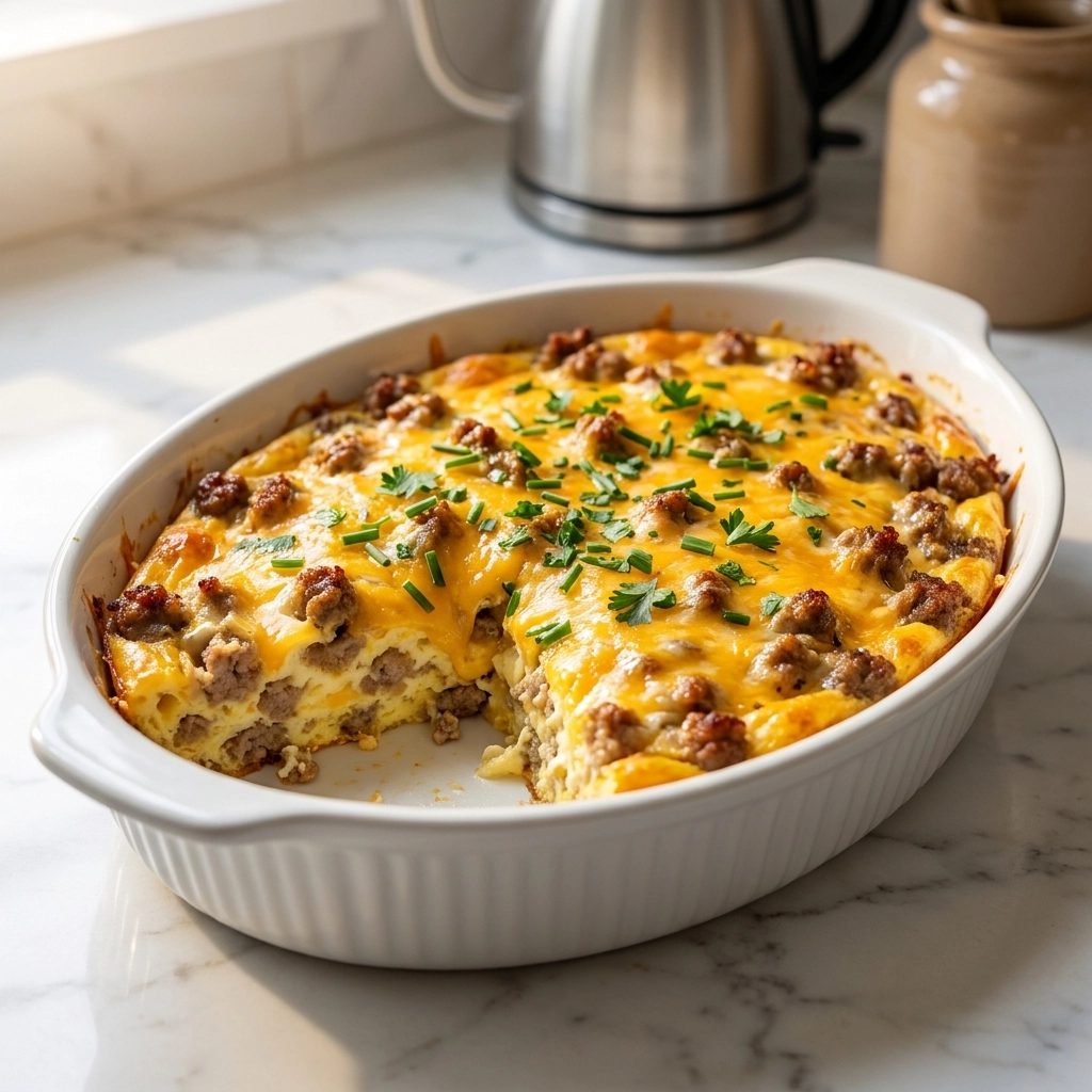 Savory Breakfast Sausage and Cheese Casserole: A Comforting Morning Delight | Easy Brunch Bake