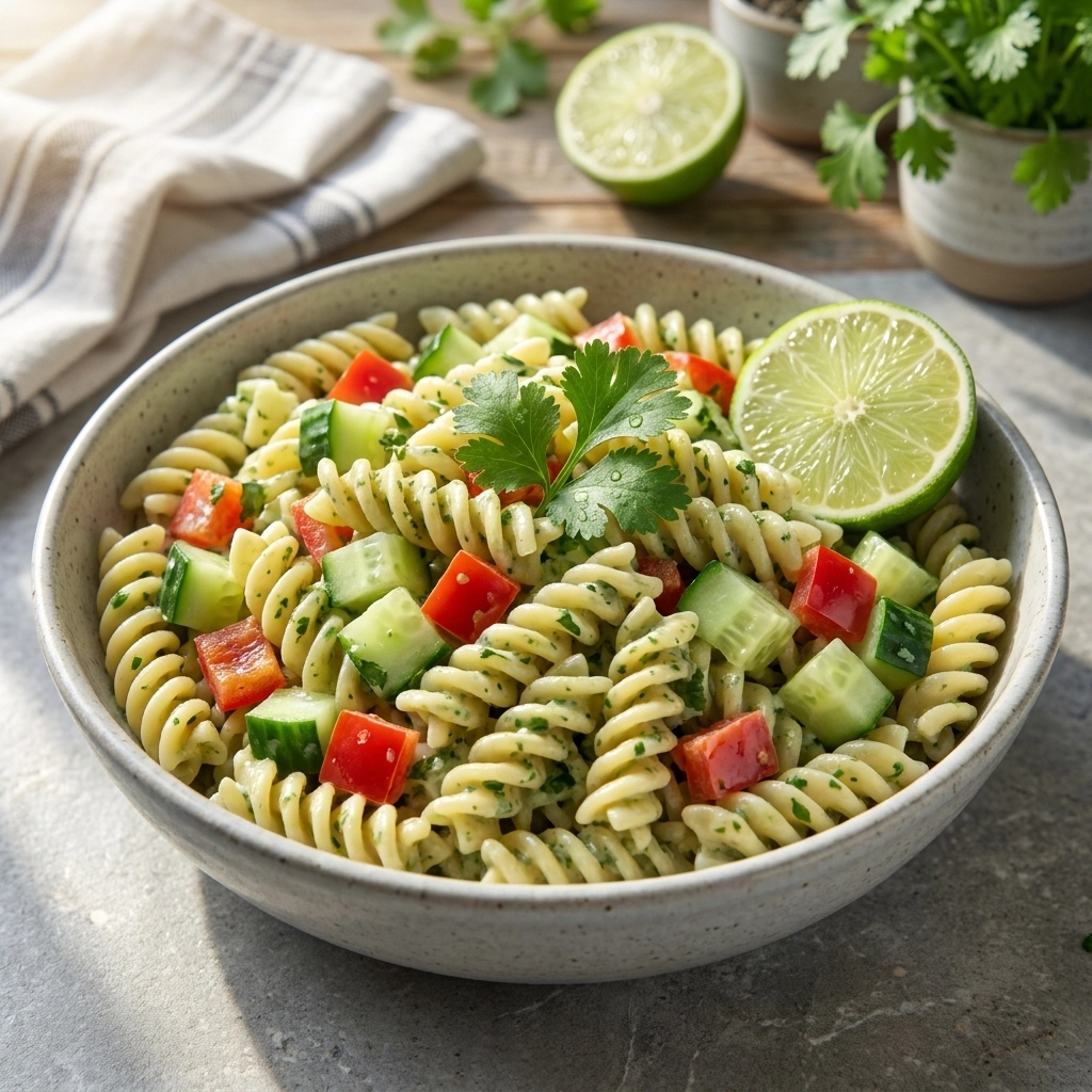 Fresh & Healthy Cilantro Lime Pasta Salad (Super Creamy) | Easy Summer Side Dish