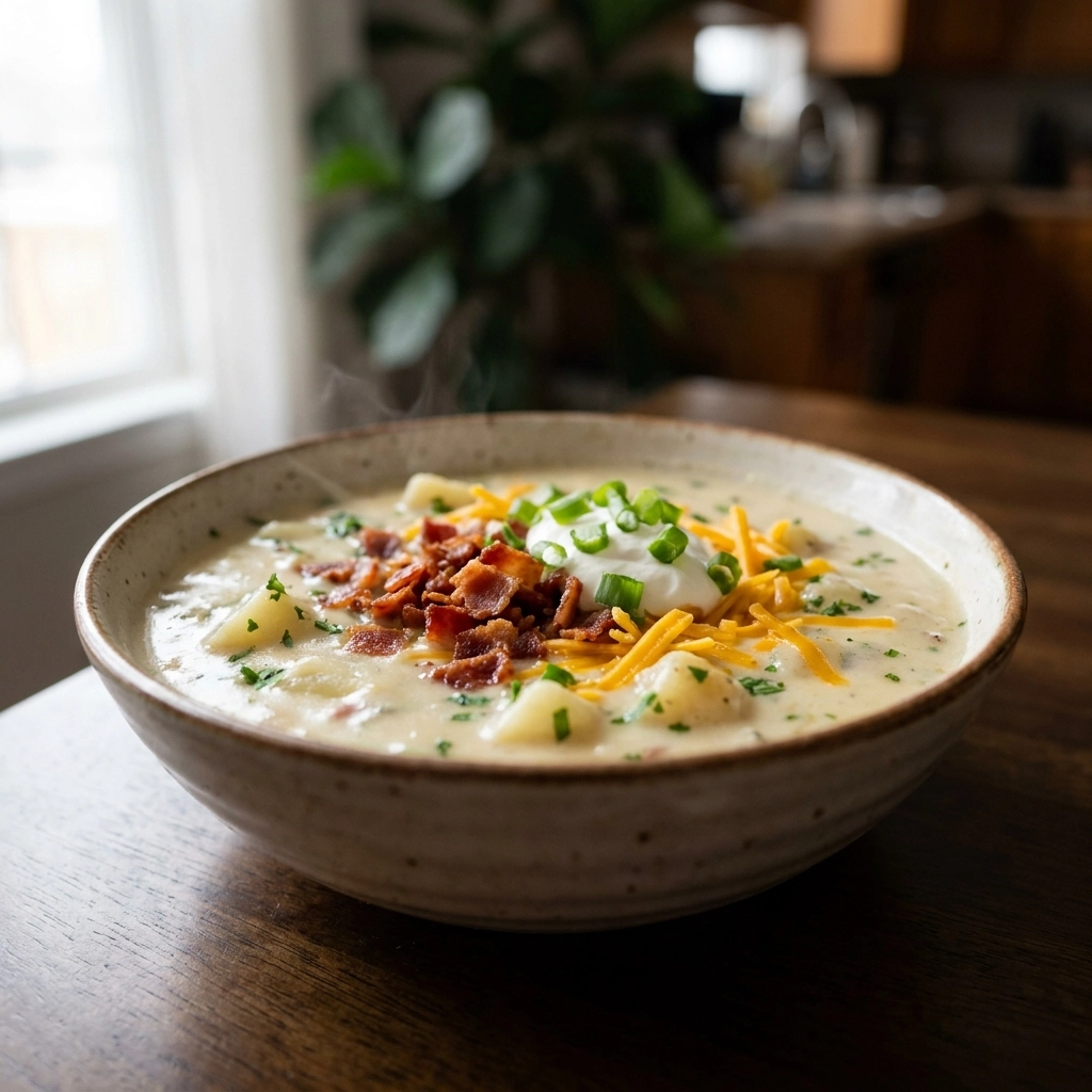 Creamy Loaded Potato Soup Crockpot Recipe: Easy 5-Ingredient Meal | Slow Cooker Soup