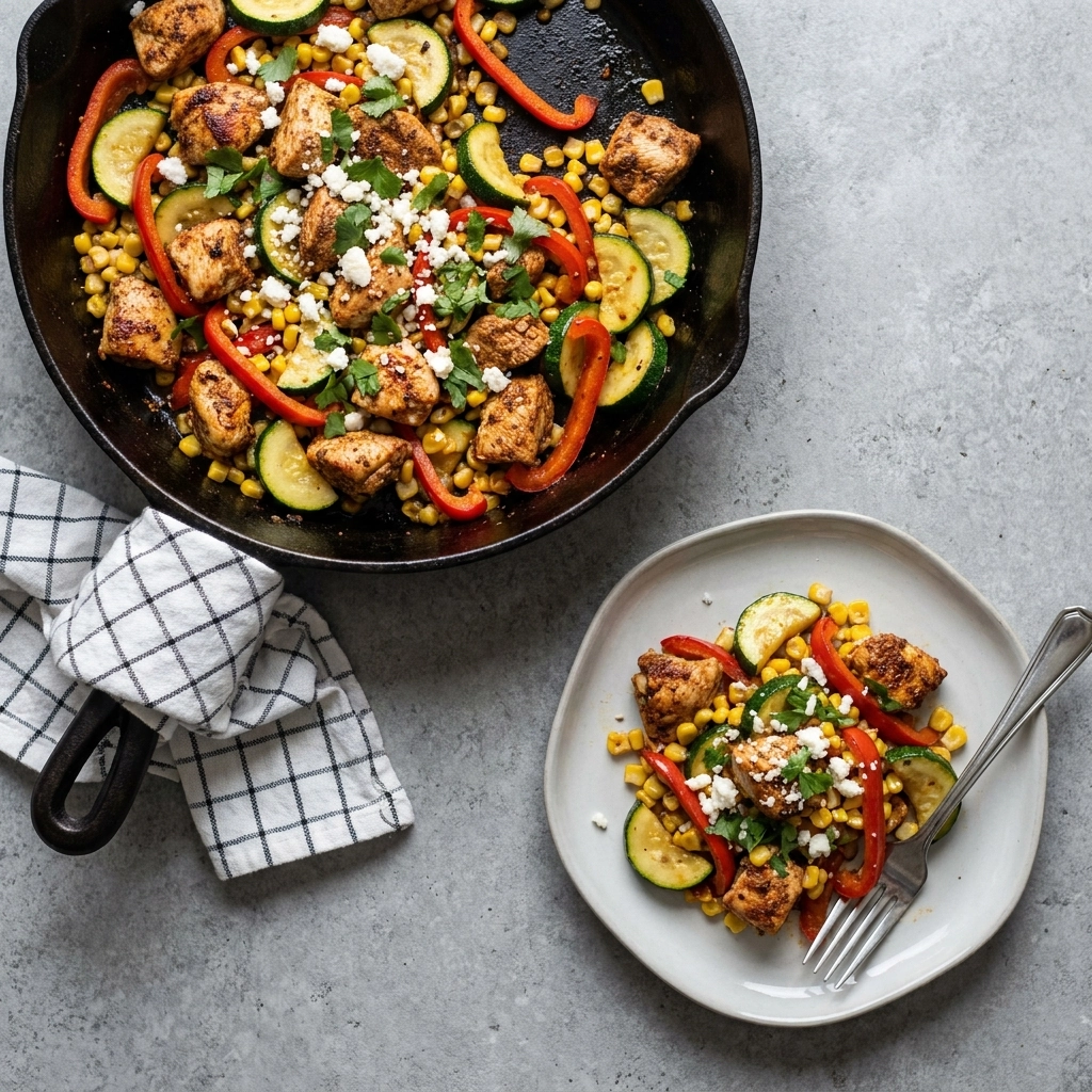 Sizzling Southwest Chicken Skillet with Zucchini and Corn | Easy Healthy Dinner