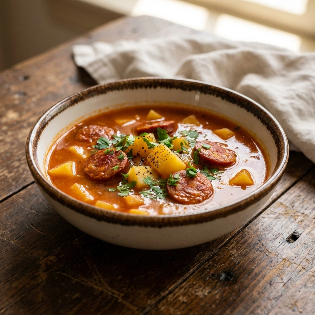 Spanish Potato Soup with Chorizo: A Bowl of Comfort | Easy Spanish Soup Recipe
