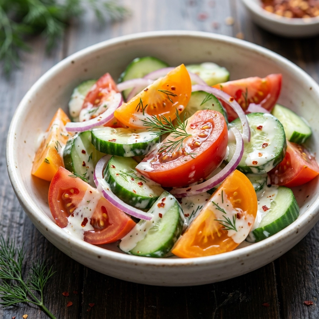The Ultimate Creamy Cucumber Tomato Salad: A Summer Refreshment! | Easy Summer Side Dish
