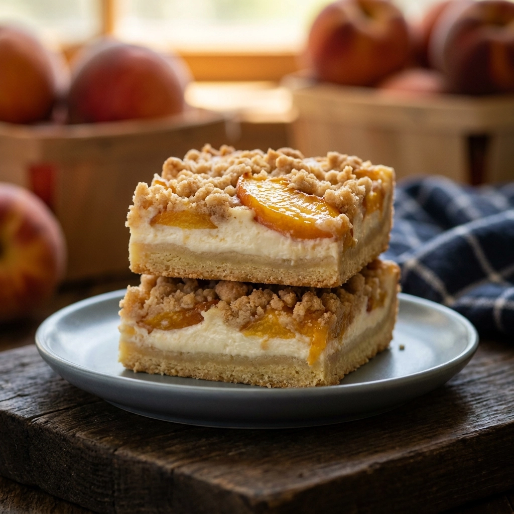Golden Peaches and Cream Crumble Bars | Easy Summer Peach Dessert Recipe