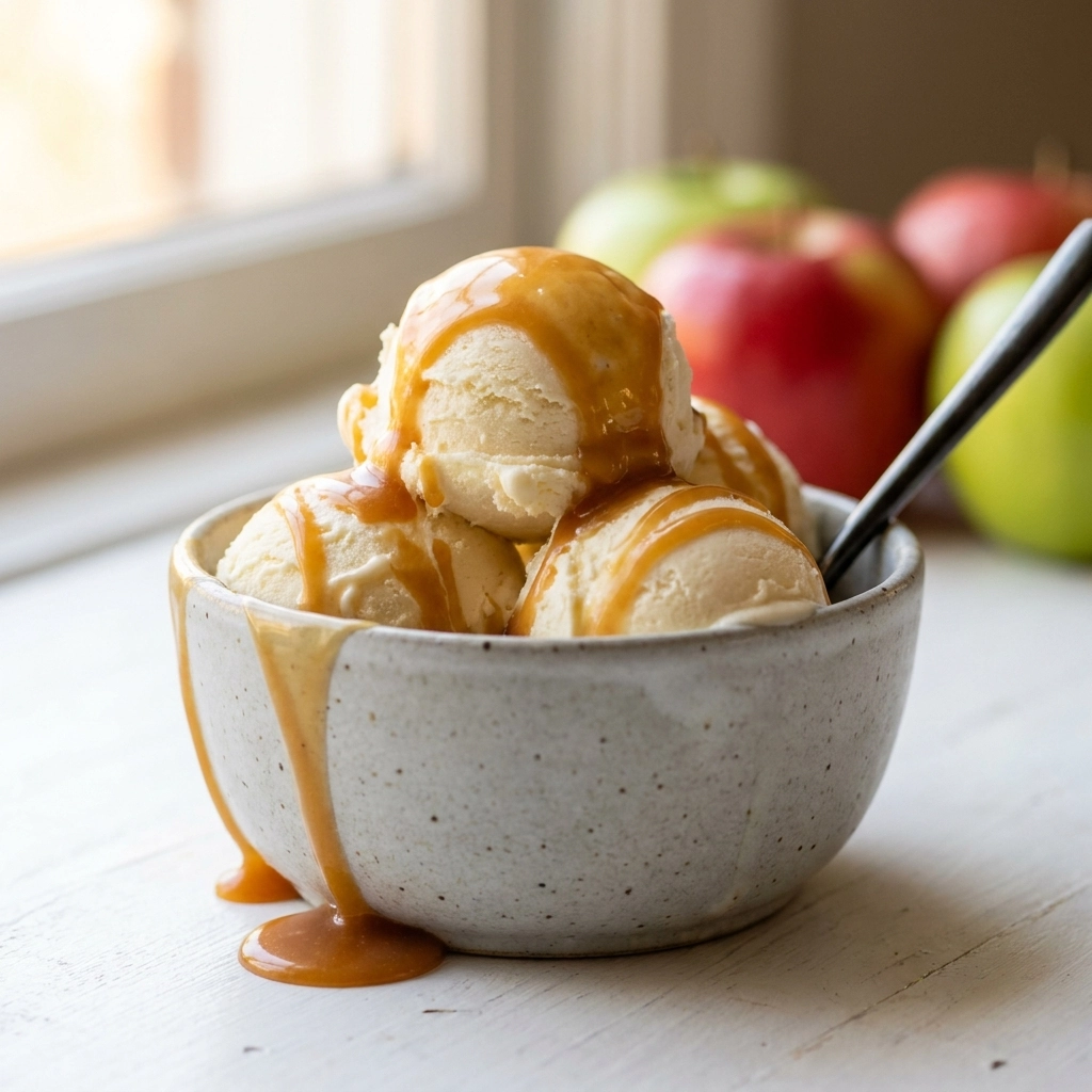 Creamy Apple Cider Caramel Ice Cream for Cozy Fall Nights | Easy Autumn Dessert