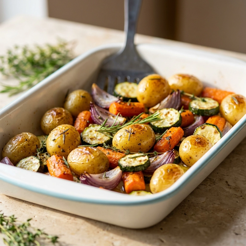 Garlic Herb Roasted Potatoes, Carrots, and Zucchini: A Sheet Pan Symphony | Easy Side Dish