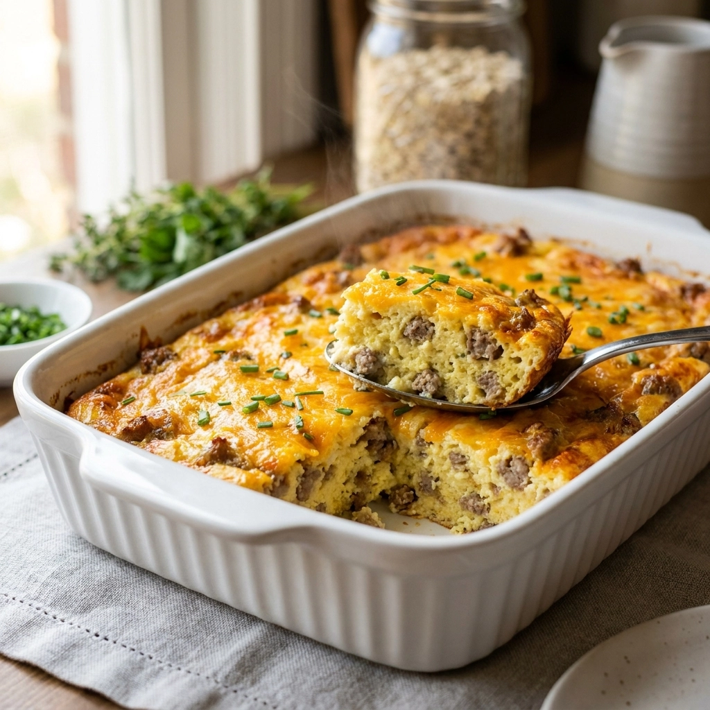 Savory Breakfast Sausage and Cheese Casserole: A Comforting Morning Delight | Easy Brunch Bake