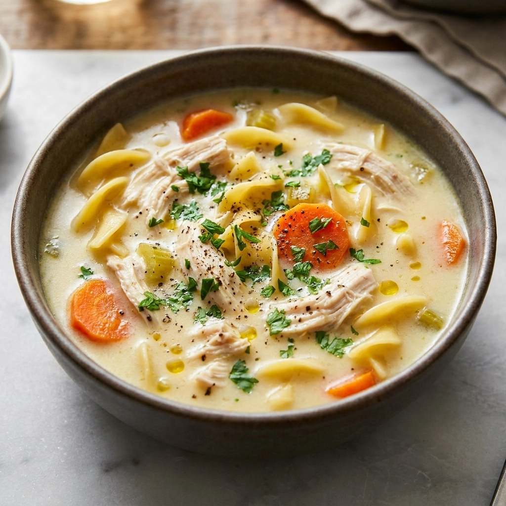 Easy Creamy Chicken Noodle Soup: Comfort in a Bowl | Best Homemade Soup Recipe