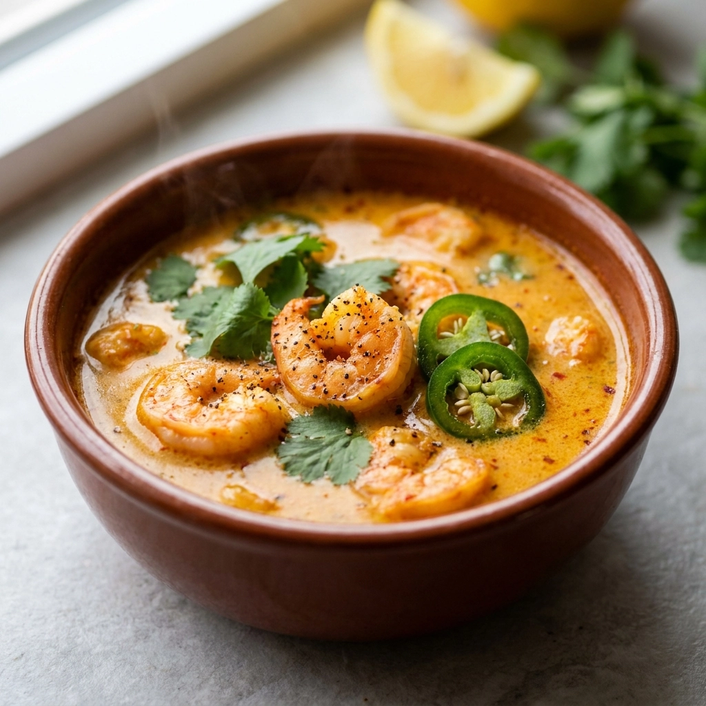 Creamy Spicy Jalapeño Shrimp Soup Recipe | Easy Spicy Seafood Soup