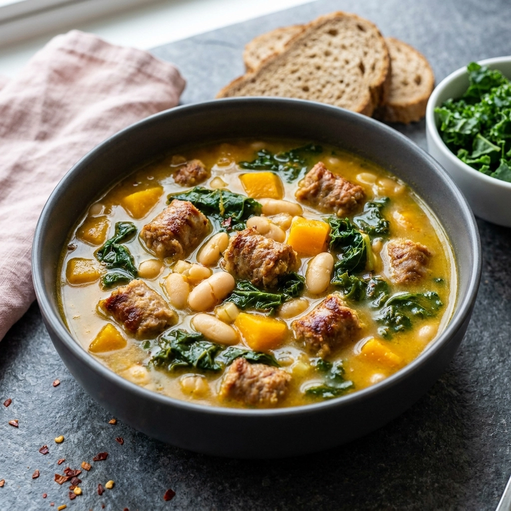 Hearty Kale and White Bean Sausage Soup | Easy Healthy Winter Soup Recipes