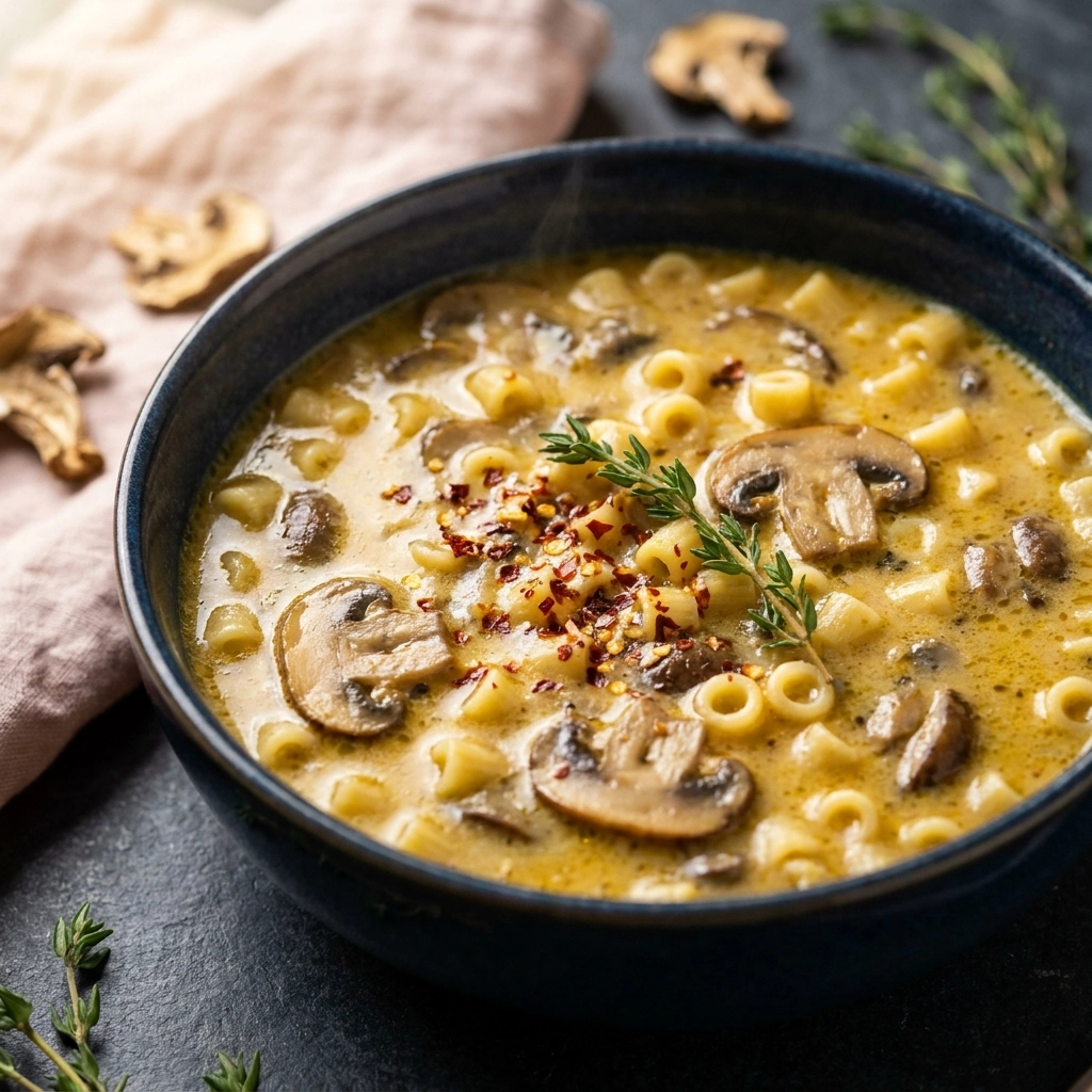 Creamy Mushroom Pasta Soup: The Ultimate Cozy Comfort Bowl | Easy Dinner Idea