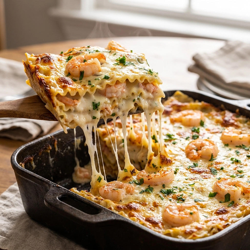 Creamy Seafood Lasagna Bake with Shrimp, Crab, and Scallops | Easy Seafood Dinner Ideas
