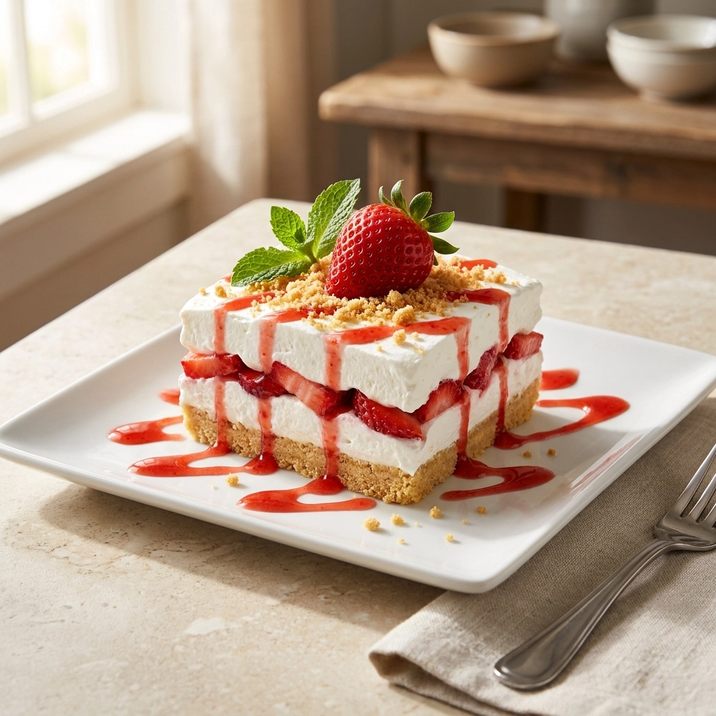 Strawberry Cheesecake Lasagna | Easy No Bake Strawberry Dessert Recipe