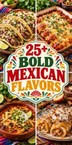 A collage of diverse Mexican-inspired recipes featuring tacos, enchiladas, and fresh salsas