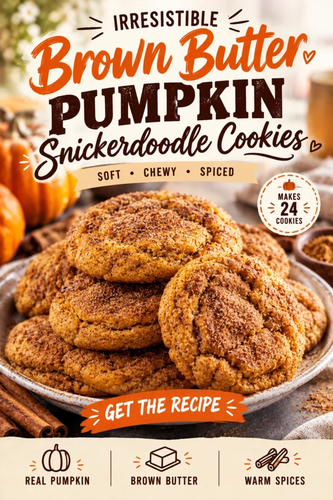 A stack of soft, orange-hued pumpkin snickerdoodle cookies coated in cinnamon sugar, resting on a rustic baking sheet.