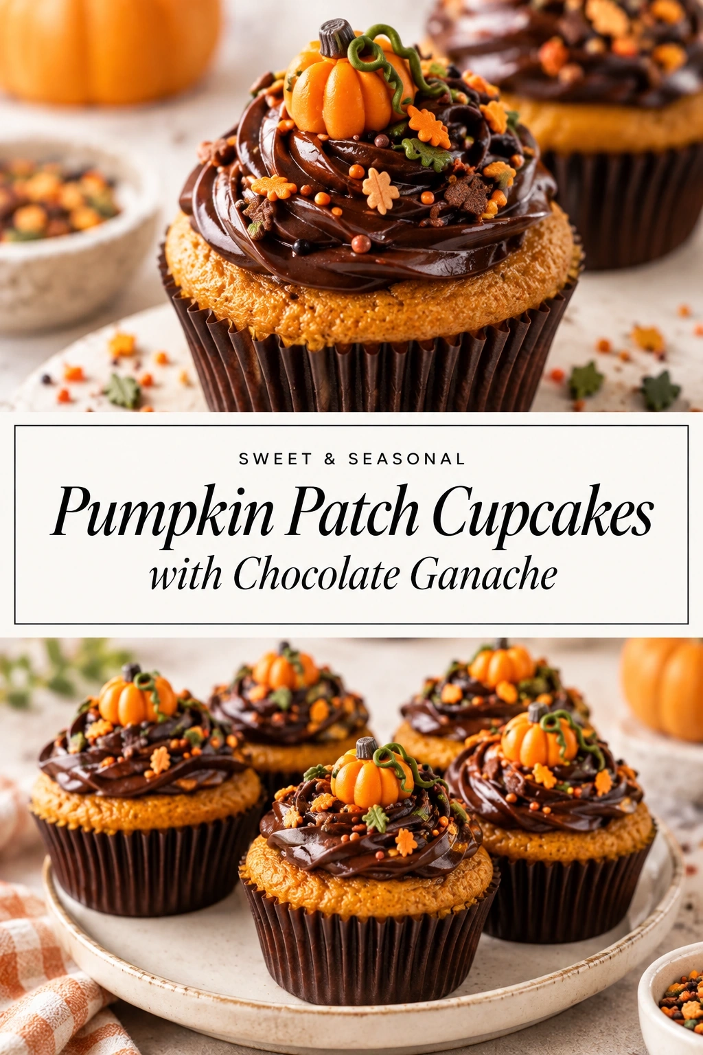 Pumpkin Patch Cupcakes with Chocolate Ganache | Easy Fall Dessert Recipes recipe