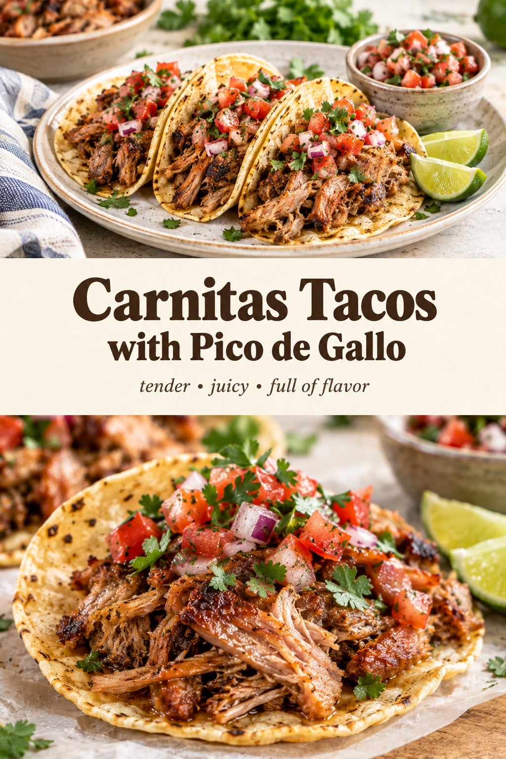 Crispy Carnitas Tacos with Fresh Pico de Gallo | Easy Mexican Dinner Ideas recipe