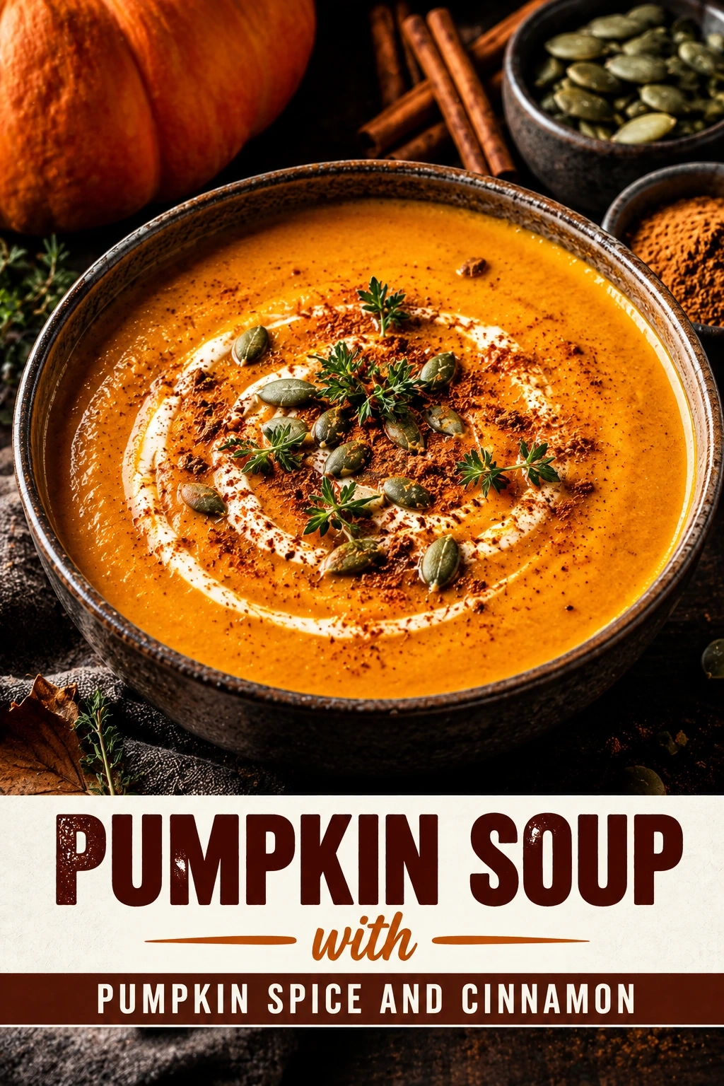 Creamy Pumpkin Soup with Pumpkin Spice and Cinnamon | Easy Fall Soup Recipe recipe