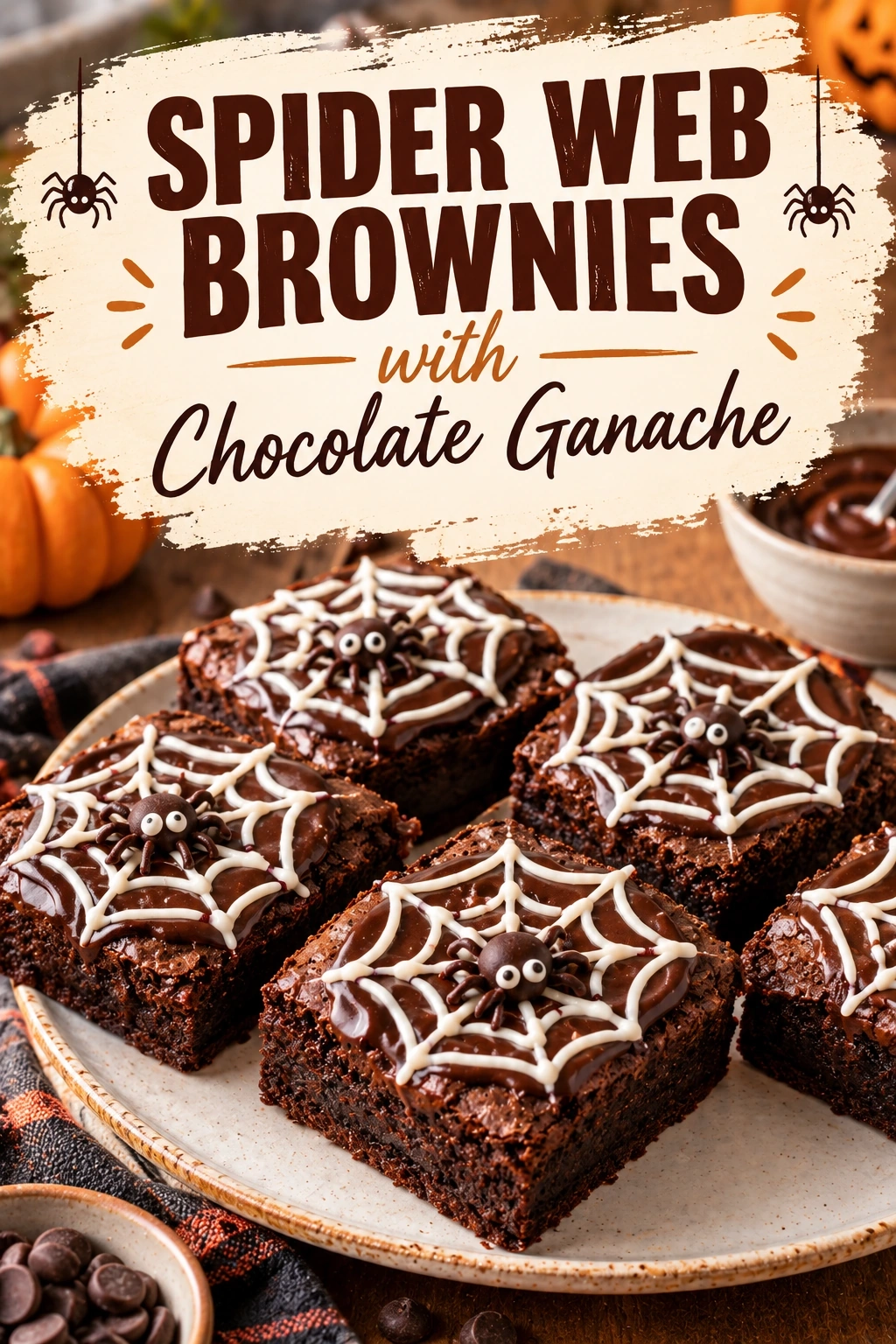 Spider Web Brownies with Chocolate Ganache | Spooky Halloween Dessert Ideas recipe